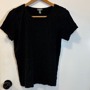 J. Jill Black Textured Short Sleeve Top